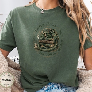 Comfort Colors® Hoarding Books and Book Boyfriends Shirt, Romantasy Tee, Dragon Reader Tshirt, Fantasy Bookworm Gift, Bookish Tee