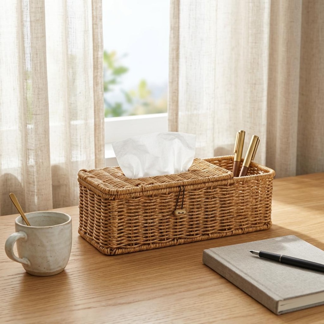 Target Rattan Tissue Box Handmade Rattan Tissue Box | Light Luxury Remote Control Organizer ...