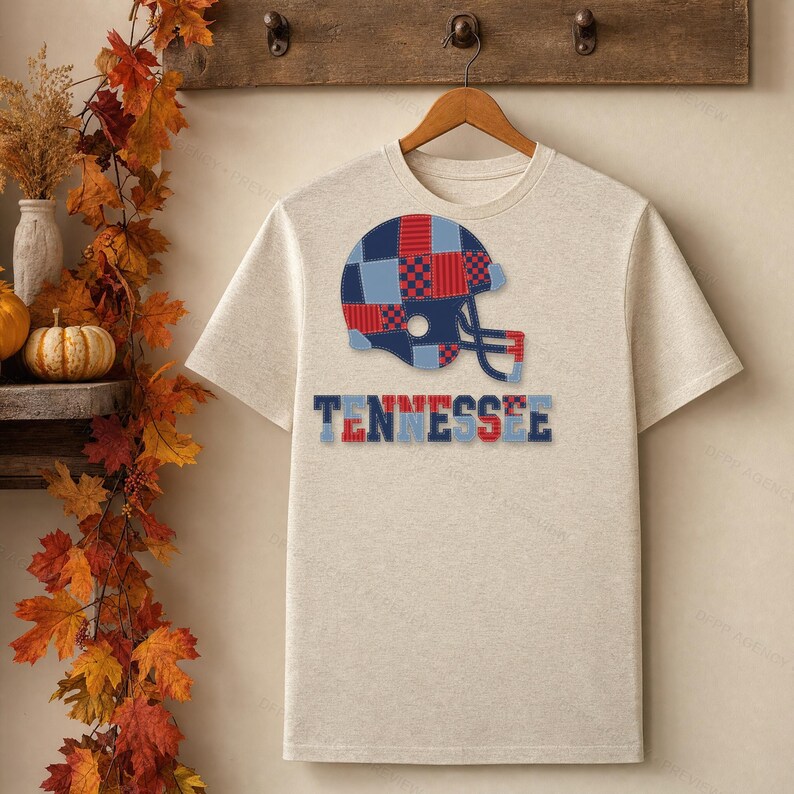Tennessee-Spieltags-T-Shirt, Patchwork-Helm-Football-Fan-Shirt, Sportshirt im Vintage-Stil Bild 6