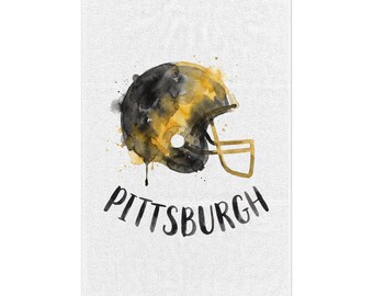 Pittsburgh Watercolor Splash Helmet Game Day Rally Towel, Football Stadium Towel, Fan Gift