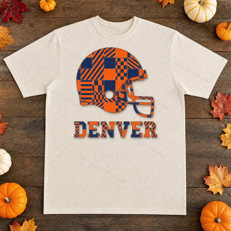 Capacete Denver Patchwork PNG, Sublimação de Futebol Americano, Camiseta para Dia de Jogo, Download Digital imagem 8