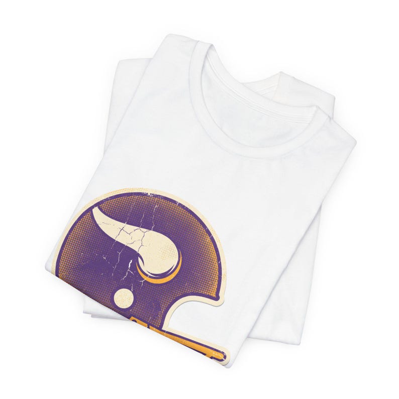 Minnesota Vikings Game Day T-Shirt, Vintage Varsity Helmet Football Fan Tee, Vintage Style Sports Shirt image 5