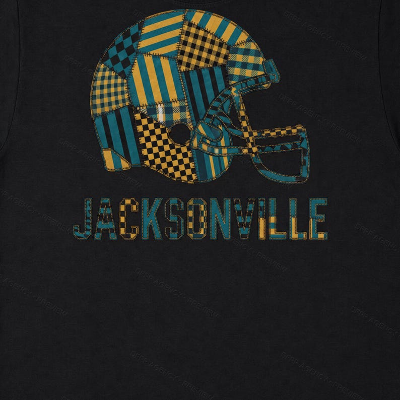 Jacksonville Jaguars Patchwork hjälm PNG, fotbollsfan sublimering, skjorta clipart, digital nedladdning bild 6