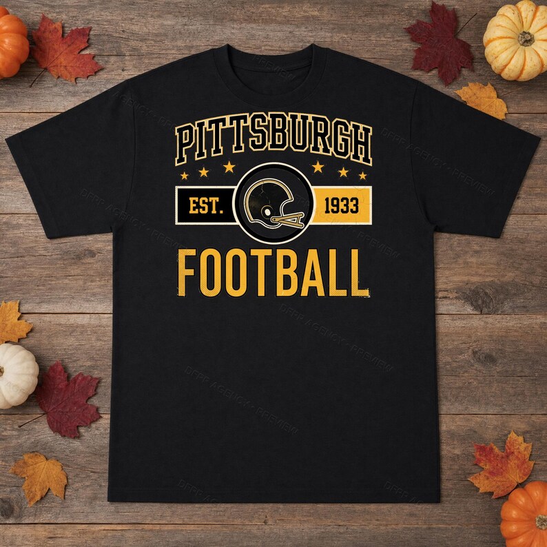 Pittsburgh Vintage Crest Football PNG, design retrò per sublimazione in stile universitario, download digitale immagine 3