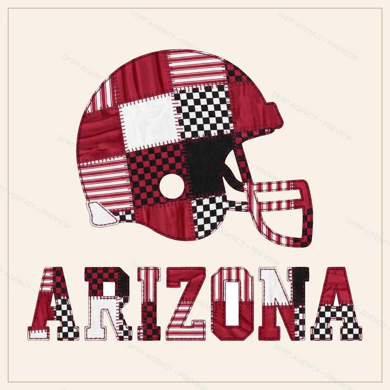 Arizona Patchwork Helmet PNG, Football Fan Sublimation, Shirt Clipart, Digital Download image 1