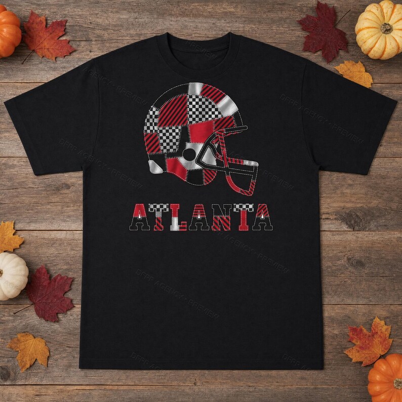 Atlanta Falcons Patchwork-Helm (PNG), Football-Sublimationsdruck, Spieltags-Shirt, Digitaler Download Bild 3