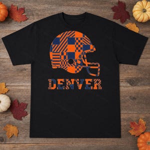 Denver Game Day T-Shirt, Patchwork Helmet Football Fan Tee, Vintage Style Sports Shirt image 5