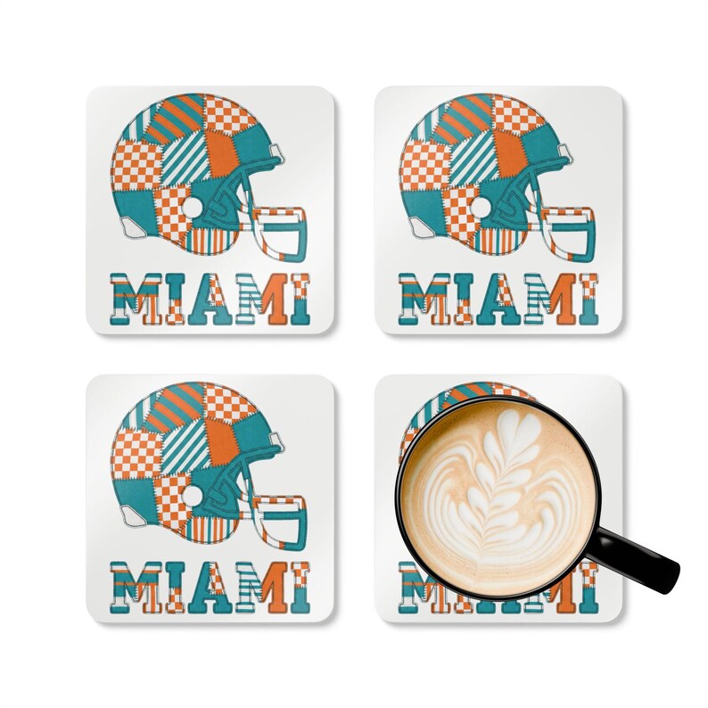 Posavasos con forma de casco de los Miami Dolphins, posavasos de corcho, decoración para la cueva del hombre, regalo para aficionados. imagen 3