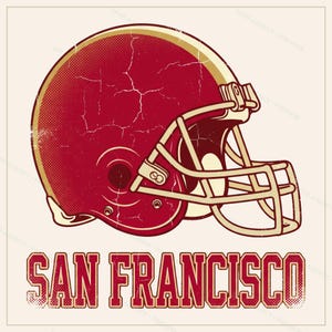 San Francisco Football Sublimation Bundle, 8 PNG Helmet Designs, Game Day Shirt Clipart, Digital Download image 10