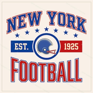 NY Giants Vintage Crest Football PNG, Retro Varsity Sublimation Design, Digital Download image 1