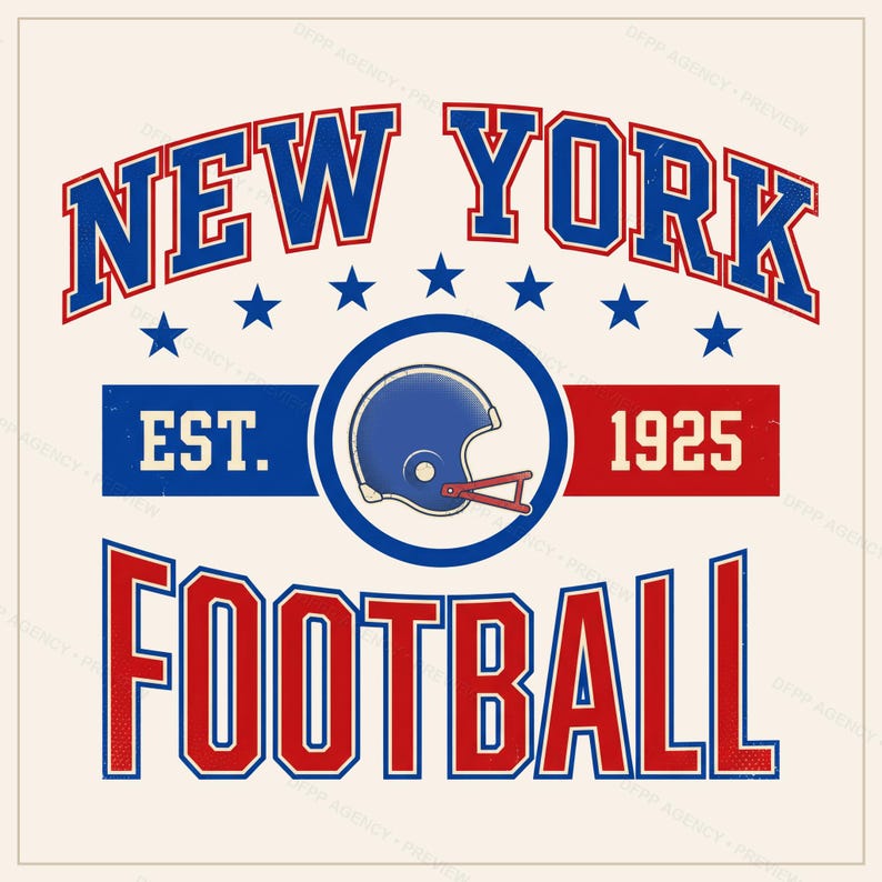NY Giants Vintage Crest Football PNG, Retro Varsity Sublimation Design, Digital Download image 1