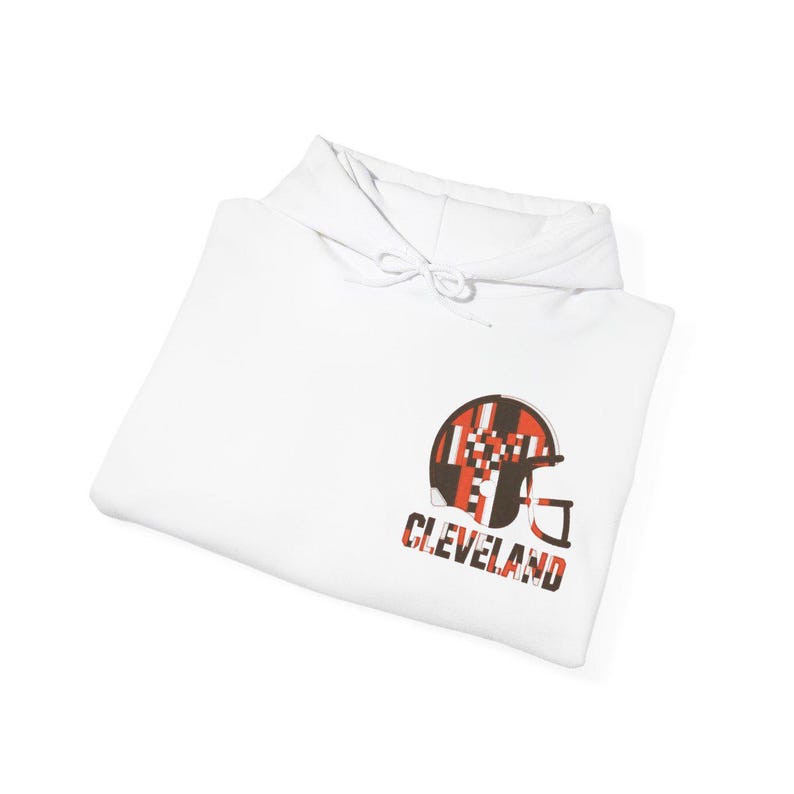 Cleveland Patchwork Helmet Hoodie, Retro Football Sweatshirt, Game Day Pullover, Fan Hoodie image 8