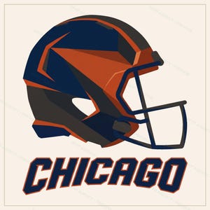 Chicago Football PNG Bundle, 8 Helmet Designs, Game Day Sublimation Set, Digital Download image 8