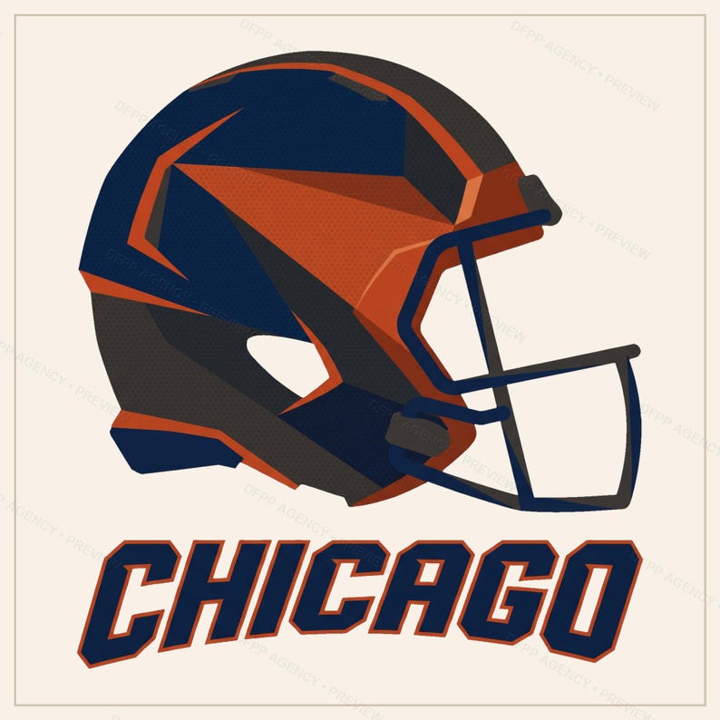 Chicago Football PNG Bundle, 8 Helmet Designs, Game Day Sublimation Set, Digital Download image 8