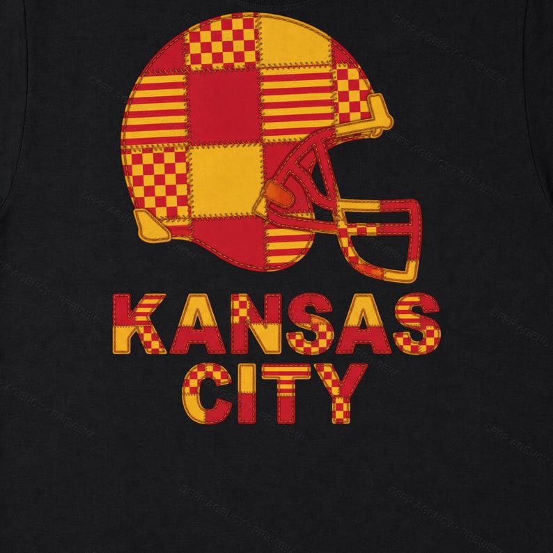 Kansas City Patchwork Helmet PNG, Football Fan Sublimation, Shirt Clipart, Digital Download image 6