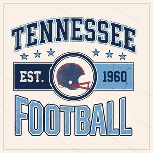 Tennessee Vintage Crest Football PNG, Retro Varsity Sublimatieontwerp, Digitale Download afbeelding 1