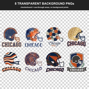 Chicago Football PNG Bundle, 8 Helmet Designs, Game Day Sublimation Set, Digital Download image 2