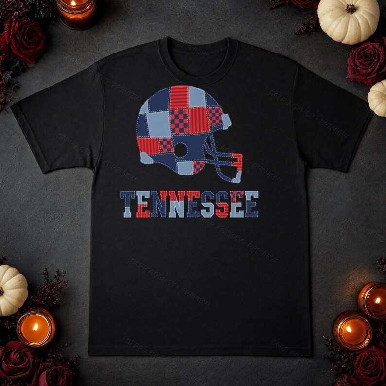 Tennessee-Spieltags-T-Shirt, Patchwork-Helm-Football-Fan-Shirt, Sportshirt im Vintage-Stil Bild 7