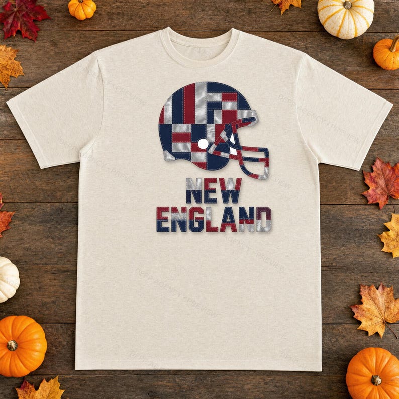 Casco patchwork del New England PNG, sublimazione per tifosi di football, clipart per magliette, download digitale immagine 8