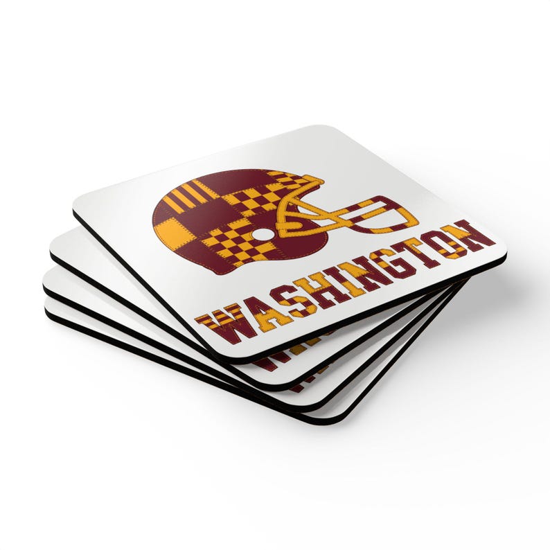 Washington Commanders Football Helmet Drink Coaster, Game Day Cork Coaster, Fan Home Decor image 5