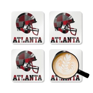 Posavasos de corcho con forma de casco de los Atlanta Falcons, posavasos para aficionados, decoración para bar en casa, regalo deportivo. imagen 3
