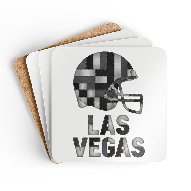 Posavasos con forma de casco de los Las Vegas Raiders, posavasos de corcho para el día del partido, decoración para el hogar de los aficionados. imagen 2