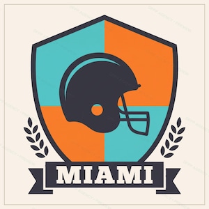 Sublimeringspaket för Miami Football, 8 PNG-hjälmdesigner, Clipart för matchdagströjor, digital nedladdning bild 9