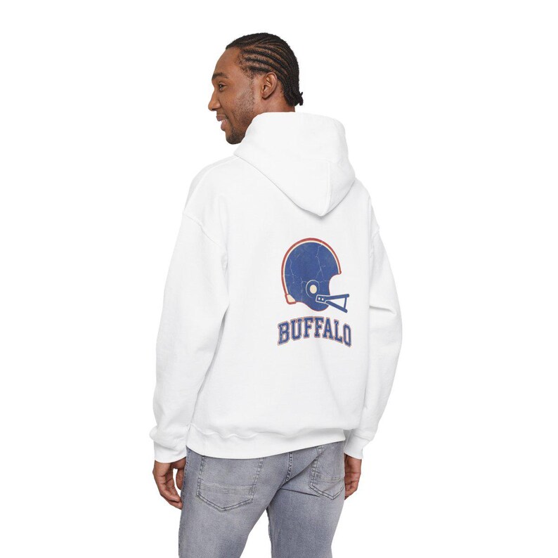 Buffalo Vintage Varsity Helmet Game Day Hoodie, Unisex Football Sweatshirt, Cozy Fall Pullover image 6