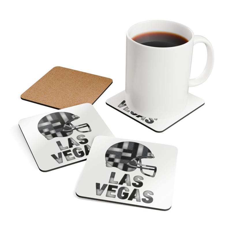 Posavasos con forma de casco de los Las Vegas Raiders, posavasos de corcho para el día del partido, decoración para el hogar de los aficionados. imagen 4