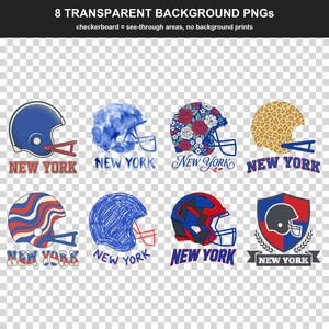 Zestaw do sublimacji New York Blue & Red Football, 8 wzorów kasków PNG, grafika ścienna na koszulkę meczową, pobieranie cyfrowe zdjęcie 2