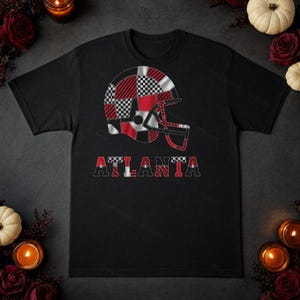 Atlanta Game Day T-Shirt, Patchwork Helmet Football Fan Tee, Vintage Style Sports Shirt image 7