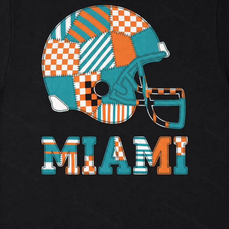 Miami Patchwork-Helm-Footballshirt, Retro-Spieltags-T-Shirt, Unisex-Fanbekleidung, Sportgeschenk Bild 8