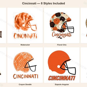 Cincinnati fotboll PNG-paket, 8 hjälmdesigner, sublimeringsset för matchdag, digital nedladdning bild 1