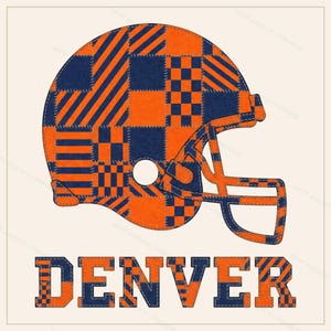 Capacete Denver Patchwork PNG, Sublimação de Futebol Americano, Camiseta para Dia de Jogo, Download Digital imagem 1