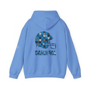 Carolina Patchwork Helmet Hoodie, Retro Football Sweatshirt, Game Day Pullover, Fan Hoodie image 7