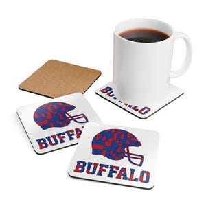 Buffalo Bills Football Helmet Coaster, Cork Drink Coaster, Man Cave Decor, Fan Gift image 4