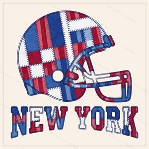 New Yorker Patchwork-Helm (Blau & Rot) als PNG-Datei, Football-Sublimationsdruck, Spieltags-Shirt, digitaler Download Bild 1