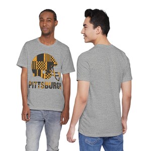 Pittsburgh Steelers Game Day T-Shirt, Patchwork Helmet Football Fan Tee, Vintage Style Sports Shirt image 10