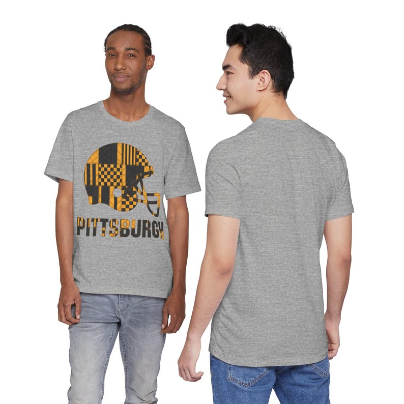 Pittsburgh Steelers Game Day T-Shirt, Patchwork Helmet Football Fan Tee, Vintage Style Sports Shirt image 10