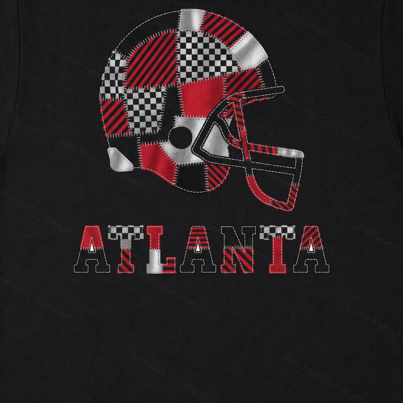 Atlanta Game Day T-Shirt, Patchwork Helmet Football Fan Tee, Vintage Style Sports Shirt image 8