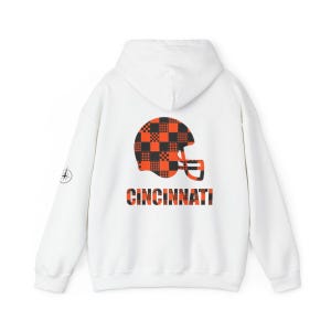Cincinnati Bengals Patchwork Helmet Hoodie, Retro Football Sweatshirt, Game Day Pullover, Fan Hoodie image 5