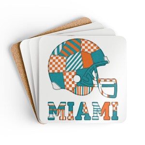Posavasos con forma de casco de los Miami Dolphins, posavasos de corcho, decoración para la cueva del hombre, regalo para aficionados. imagen 2