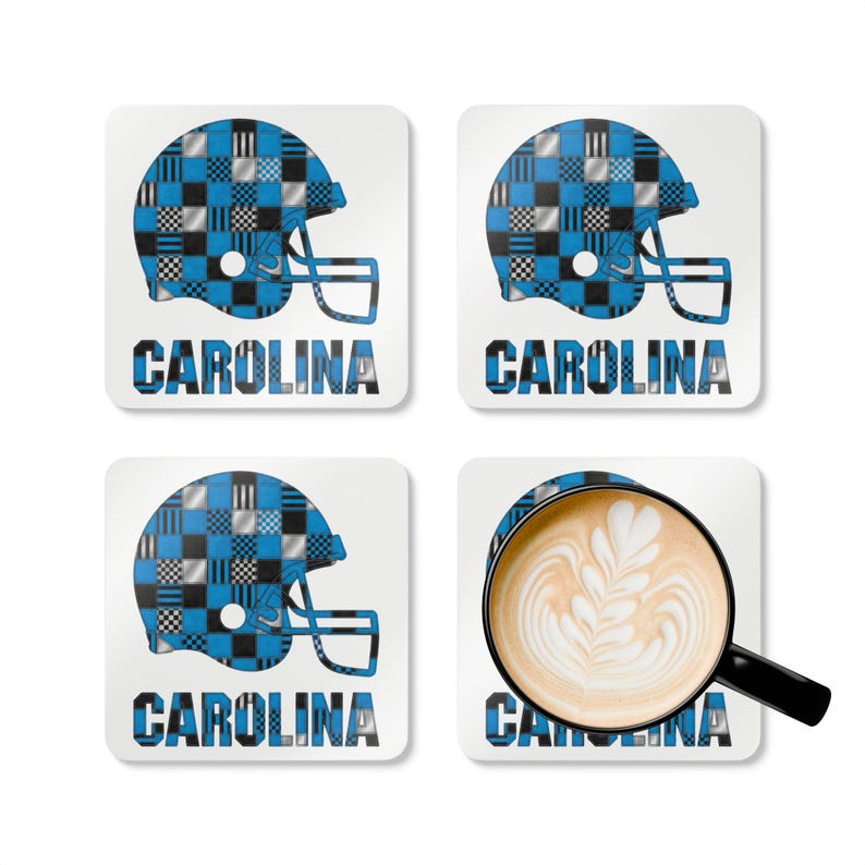 Korkuntersetzer mit Carolina-Footballhelm, Fan-Getränkeuntersetzer, Dekoration für die Hausbar, Sportgeschenk Bild 3