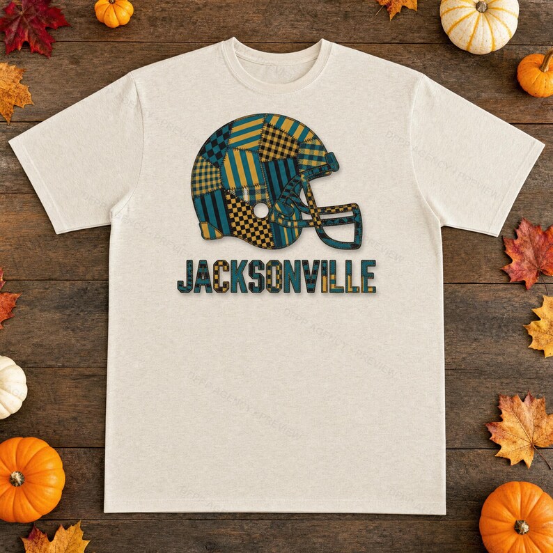 Jacksonville Patchwork Helmet Football Tee, Vintage Game Day Shirt, Sports Apparel, Great Gift image 4