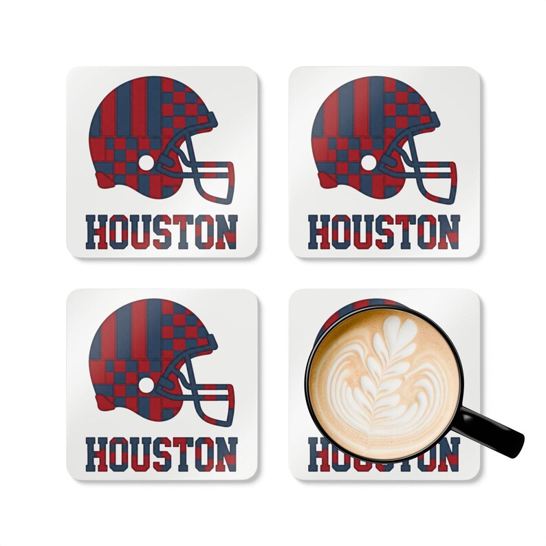 Houston Football Helmet Drink Coaster, Game Day Cork Coaster, Fan Home Decor image 3