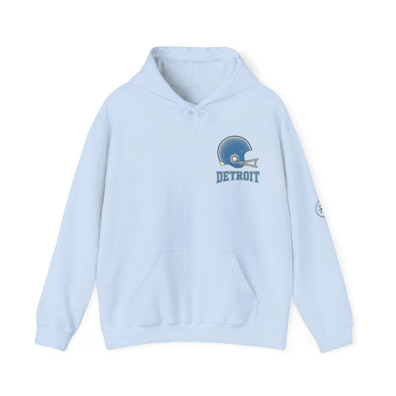 Detroit Vintage Varsity Helmet Hoodie, Retro Football Sweatshirt, Game Day Pullover, Fan Hoodie image 3