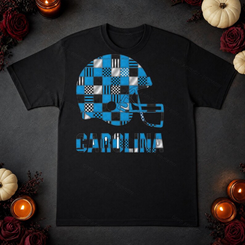 Carolina Panthers Patchwork Helmet PNG, Football Sublimation, Game Day Shirt, Digital Download image 5