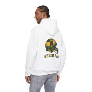 Green Bay Packers Football Patchwork Helmet Hooded Sweatshirt, Game Day Hoodie, Fan Pullover Gift image 6