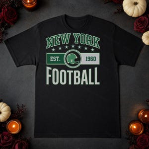 NY Jets Vintage Crest Football PNG, Retro Varsity Sublimation Design, Digital Download image 5