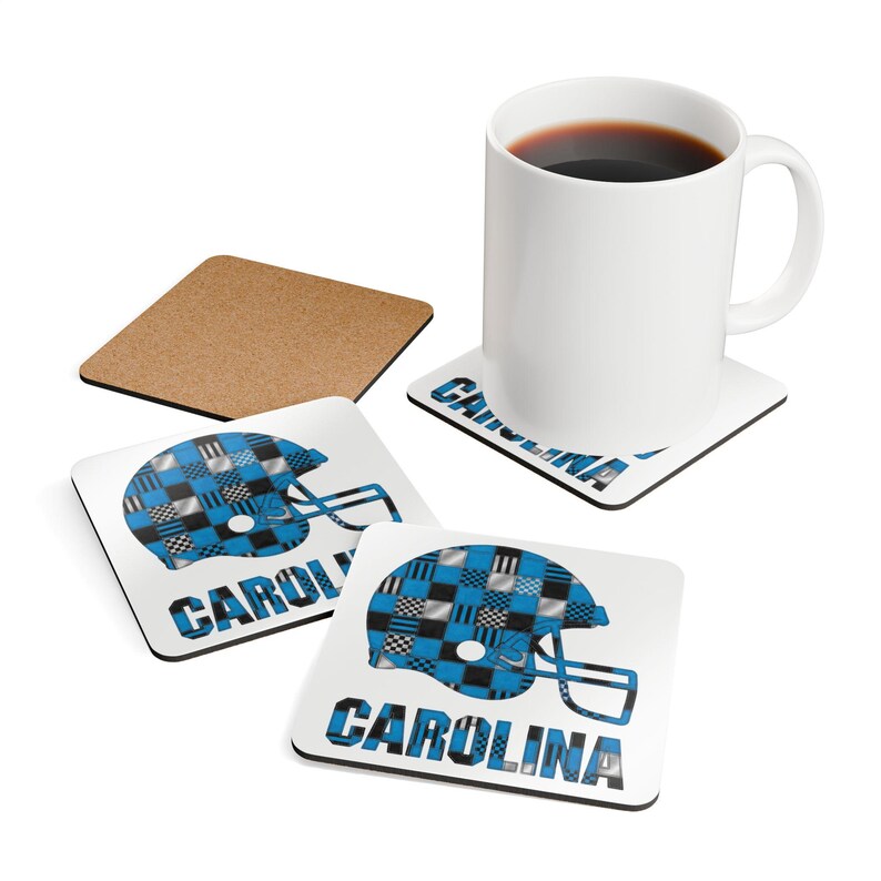 Korkuntersetzer mit Carolina-Footballhelm, Fan-Getränkeuntersetzer, Dekoration für die Hausbar, Sportgeschenk Bild 4